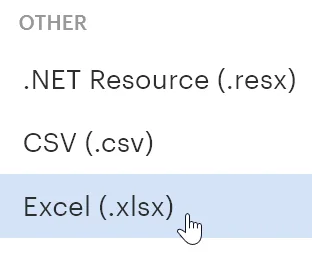 Download translated Excel files