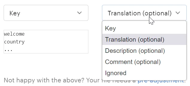 Set translation keys for your Excel files in Lokalise