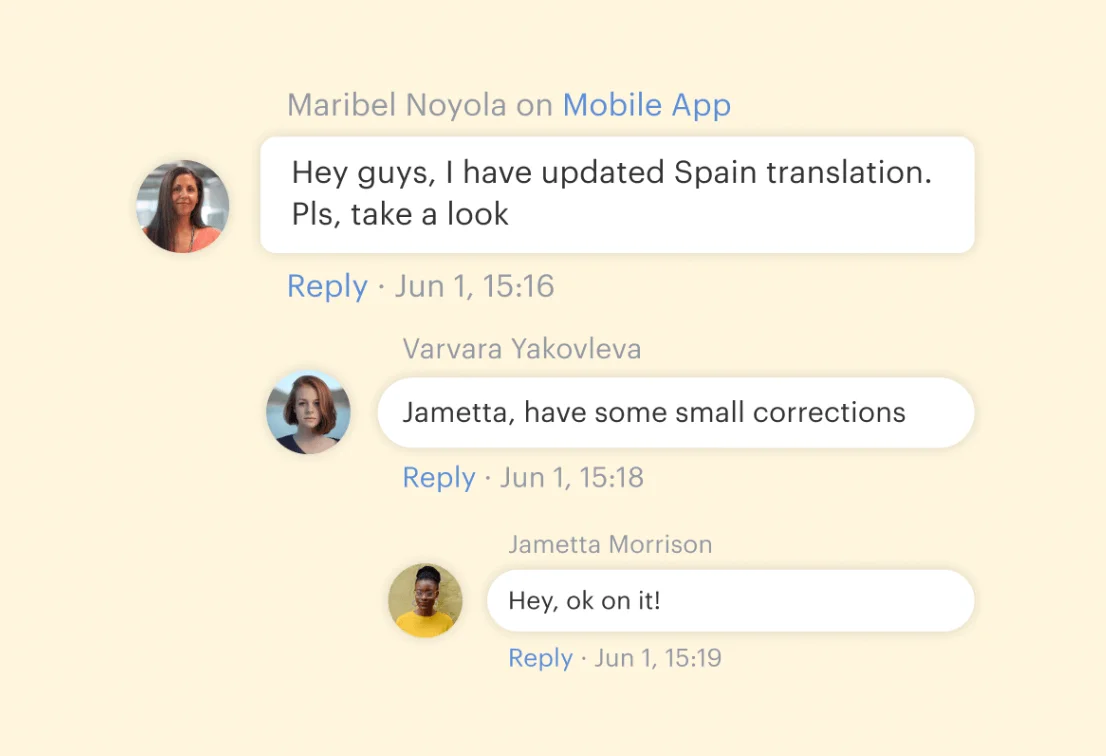 Communicating in-app in Lokalise