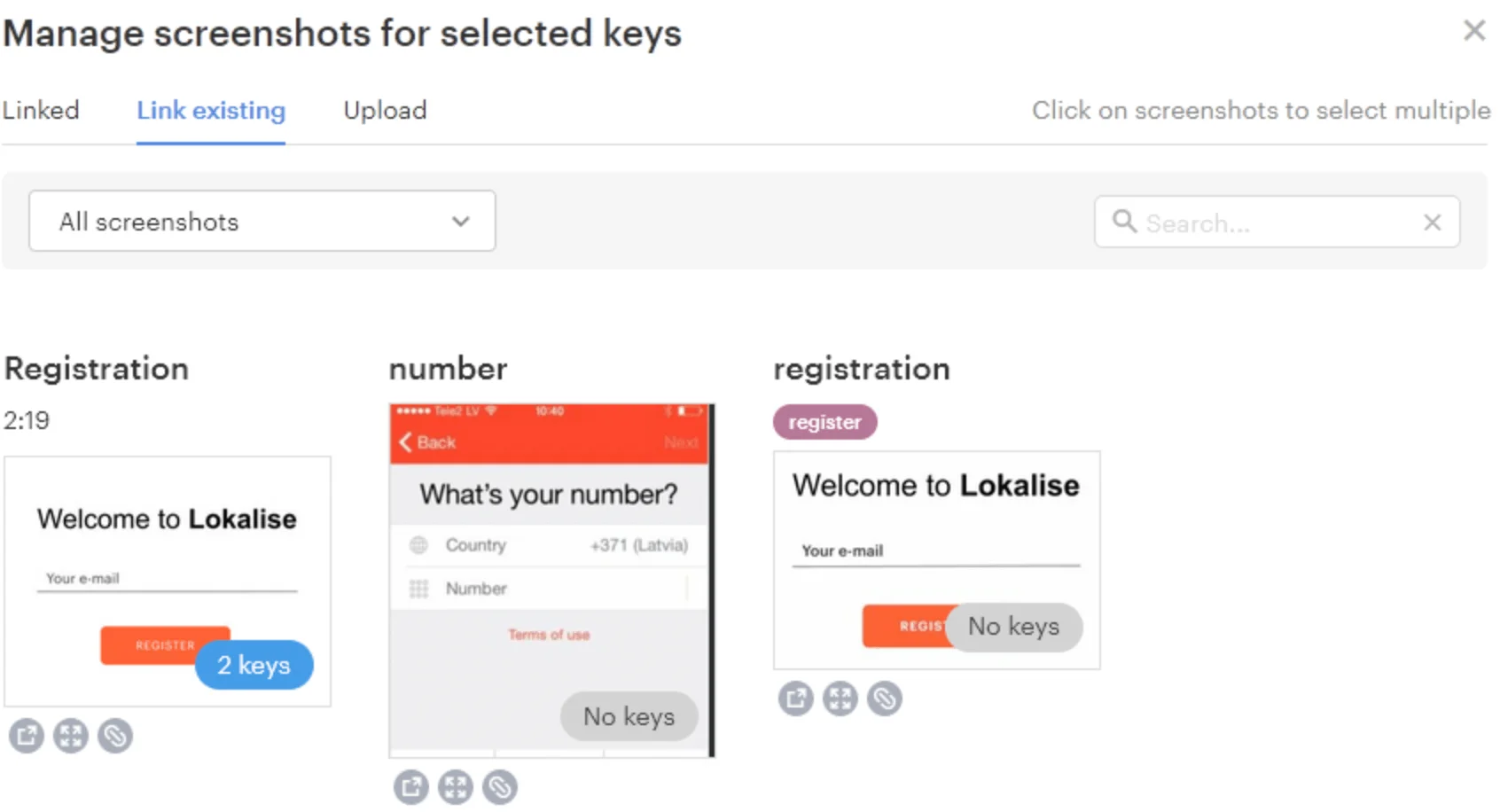 Managing screenshots in Lokalise for context