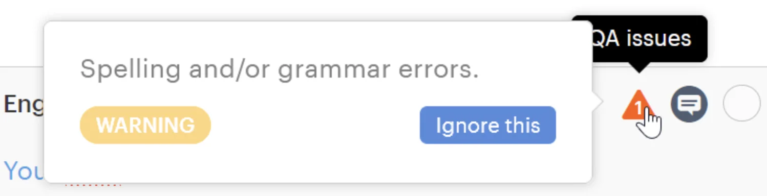 Spelling error warning in Lokalise