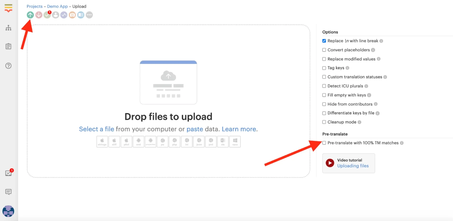 Enabling exact match with uploaded files in Lokalise