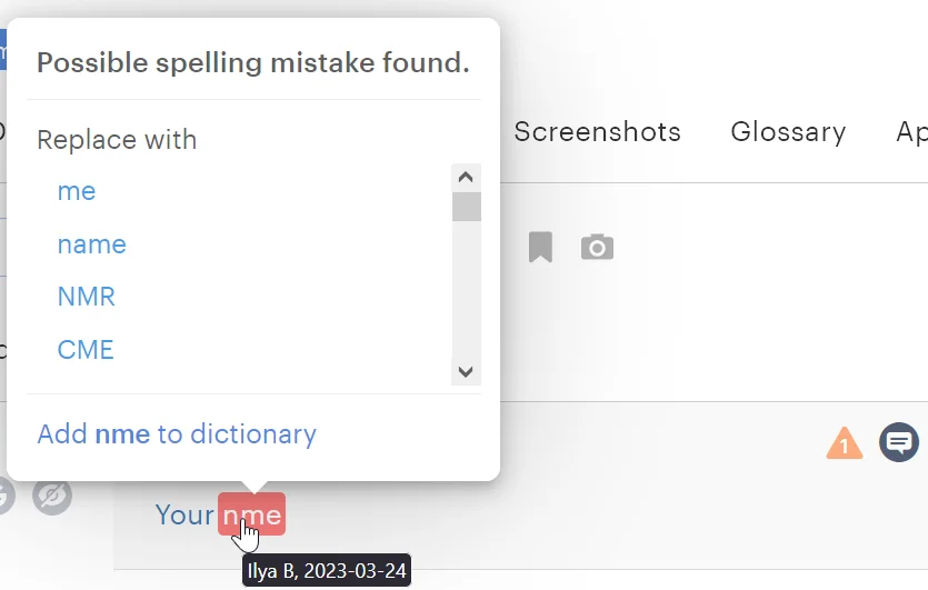 Using spelling and grammar checks in Lokalise