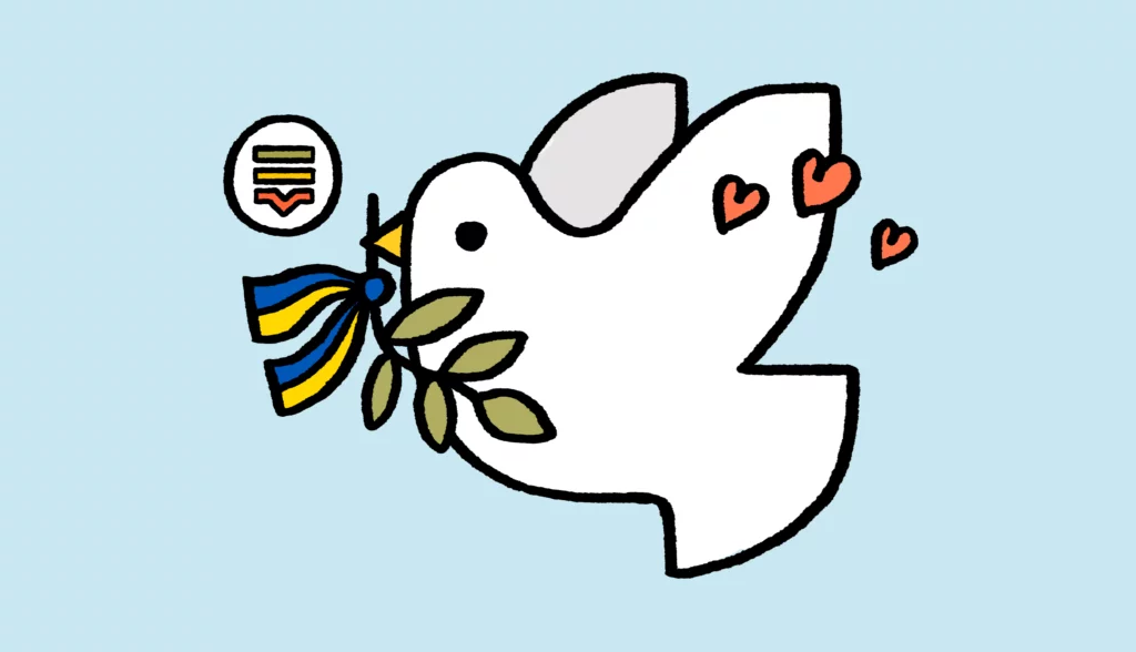 Peace dove for Ukraine with Lokalise logo