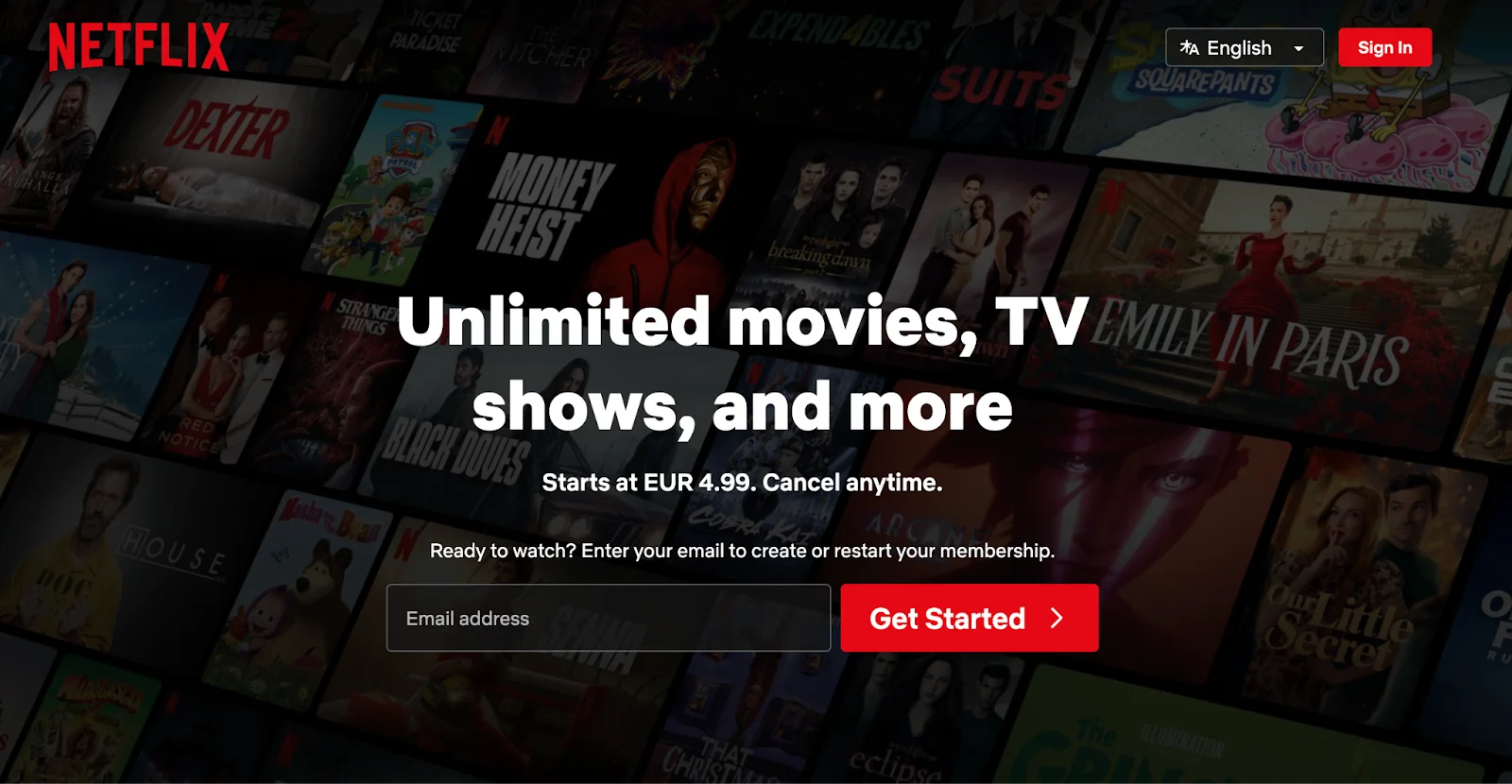 Netflix multilingual website