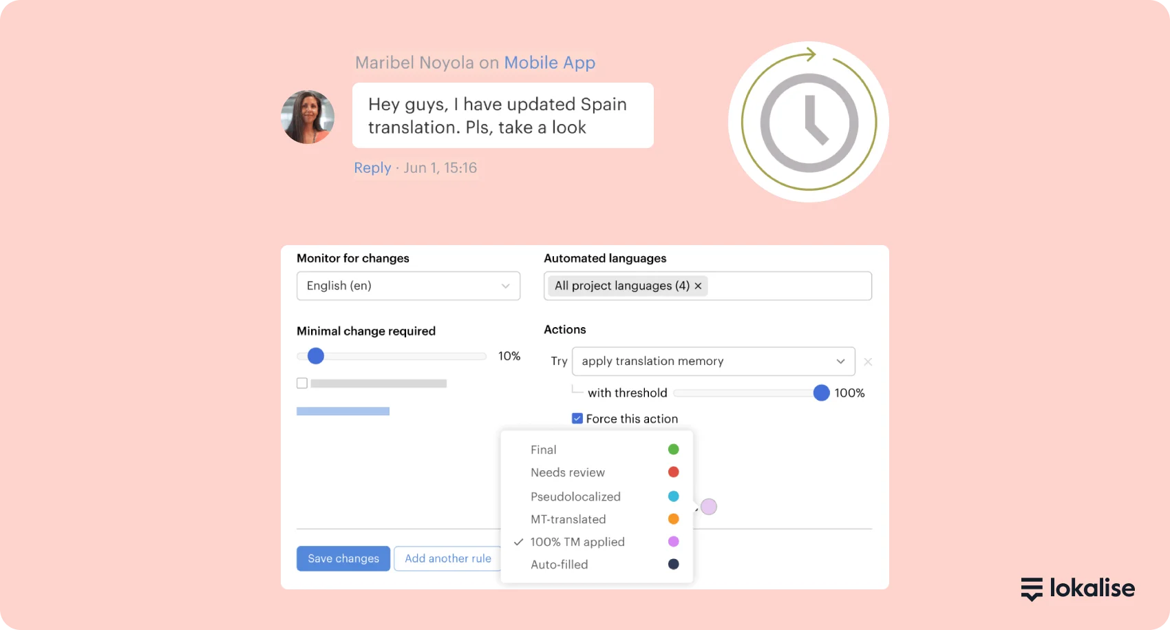 Gather constant feedback for your localization process