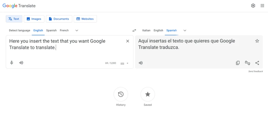 Using Google Translate for translations