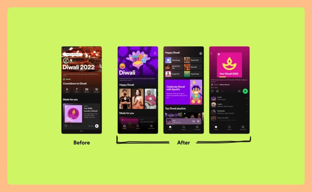 Spotify's redesign and content localization for their Indian audience.