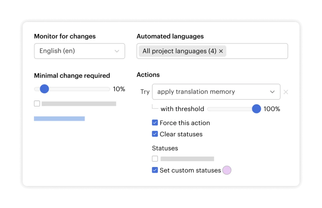 Custom automation translation settings screenshot