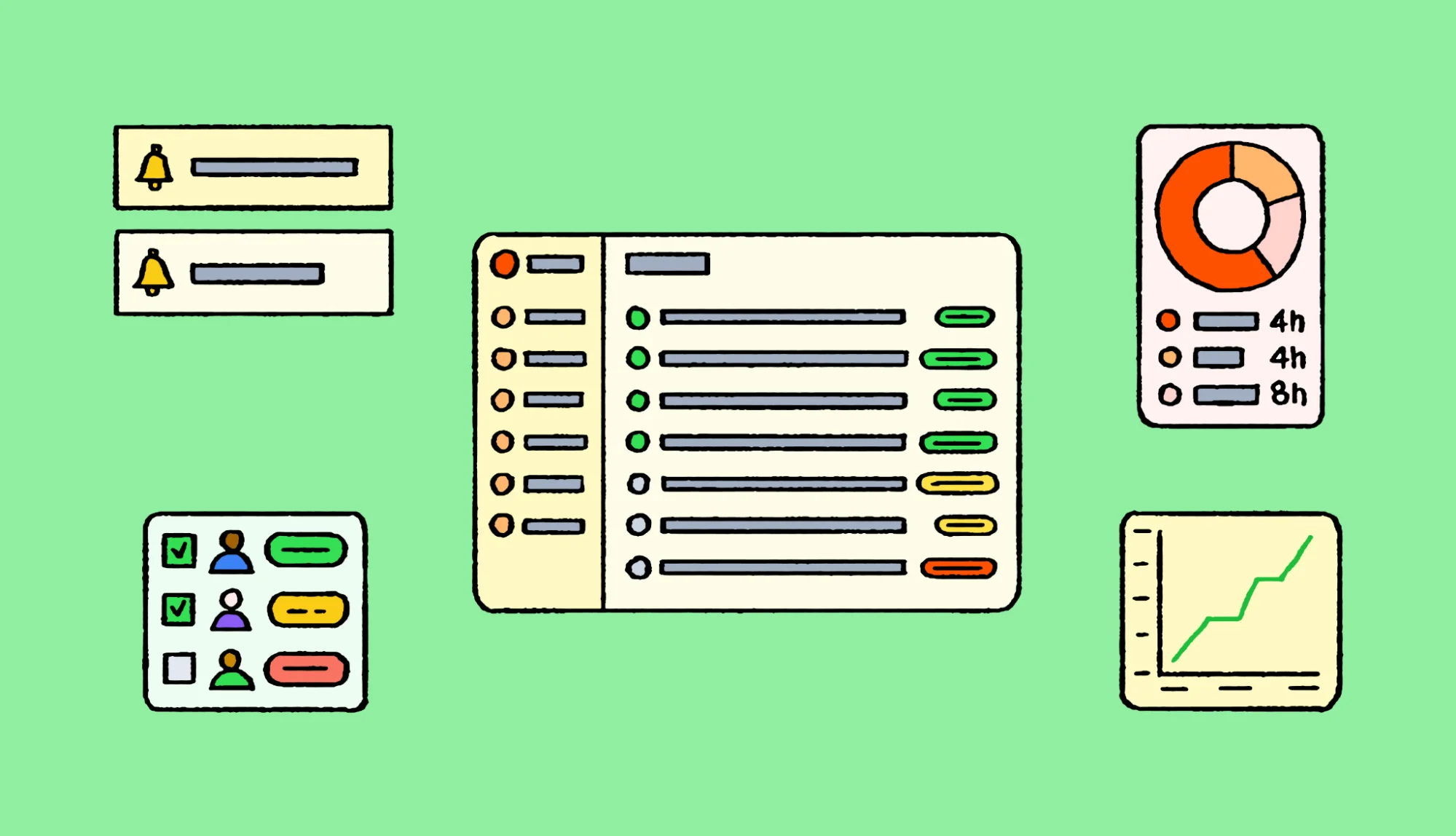 Tasks being checked off in a task management tool.
