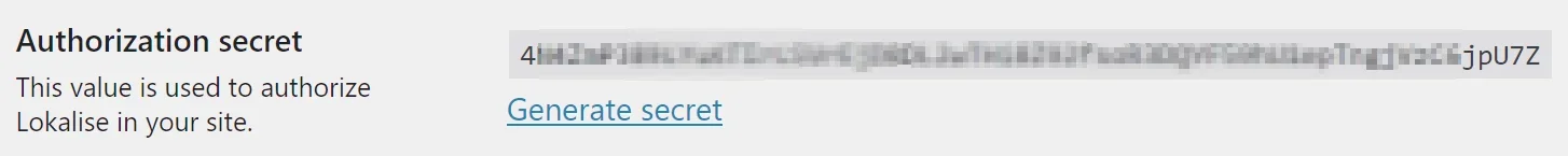 Lokalise secret key in WordPress