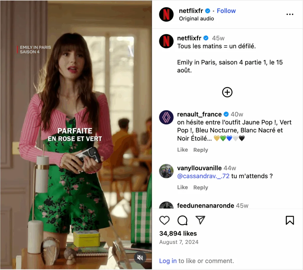 Emily in Paris campaign social media translation