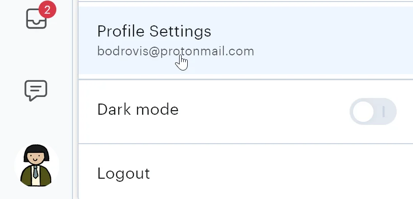 Open personal profile