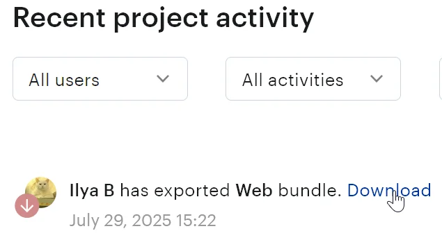 Project activity and download bundle