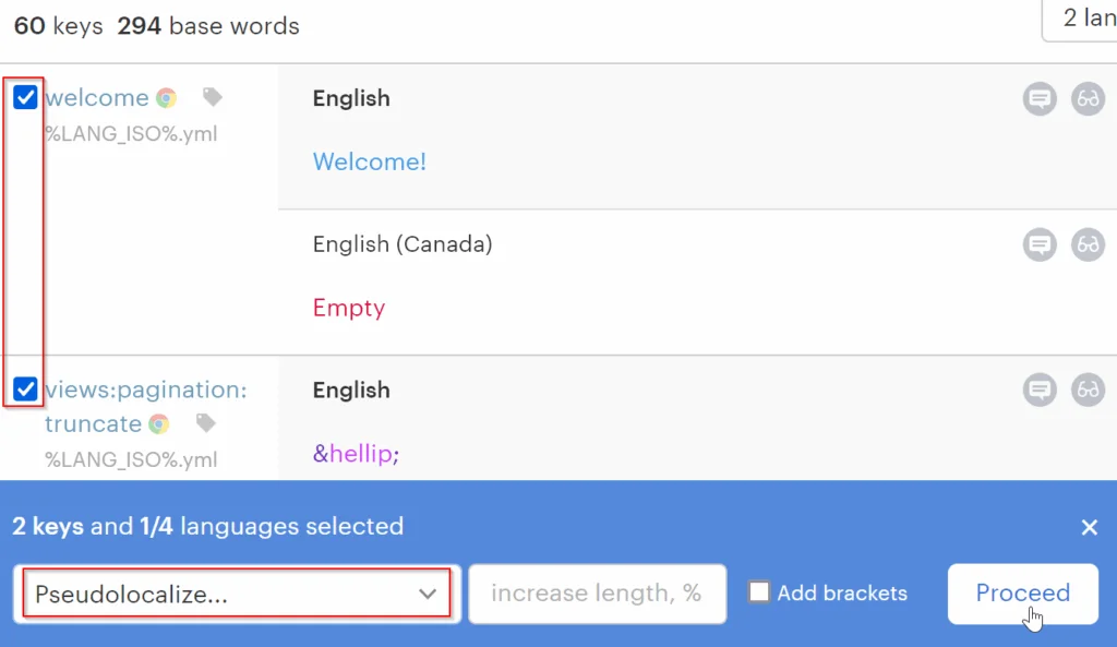 Lokalise pseudo-localization test