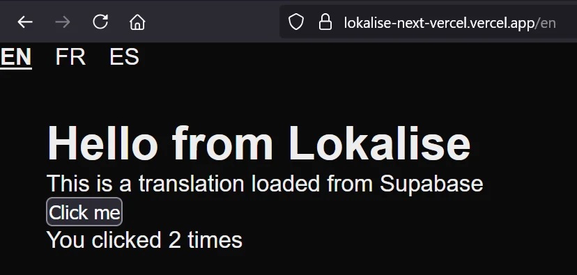 Translated Next.js app on Vercel