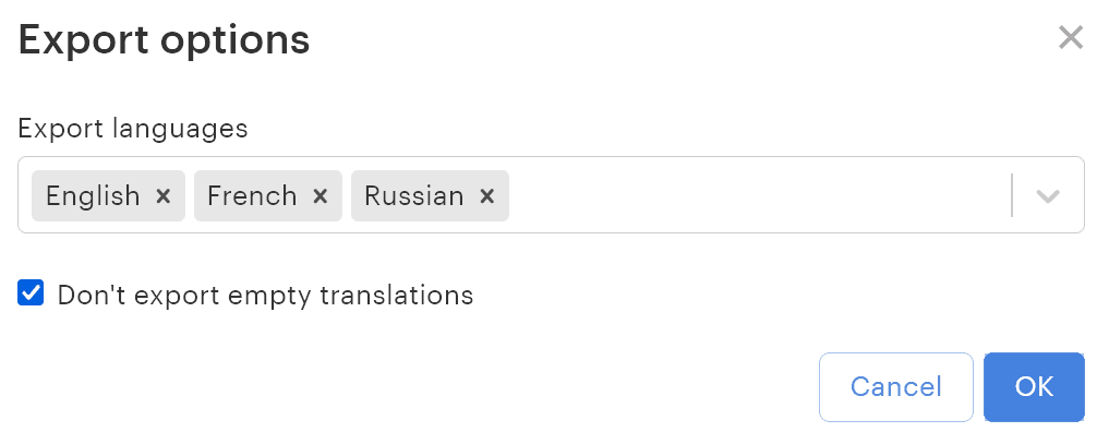 Export options