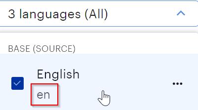 Base language set to English on Lokalise