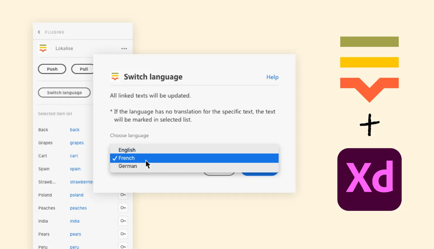 Lokalise graphic of Adobe XD integration