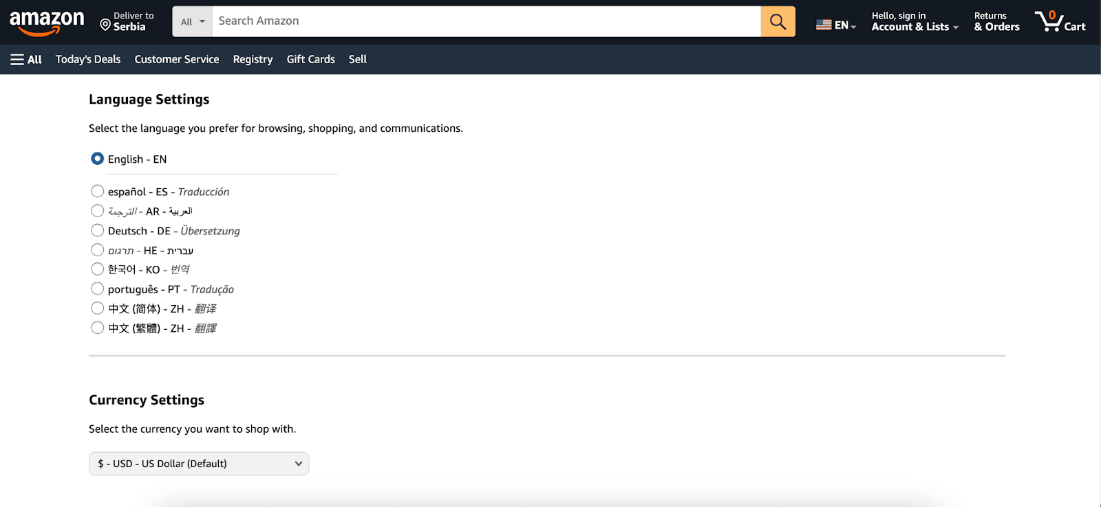 Amazon multilingual support example
