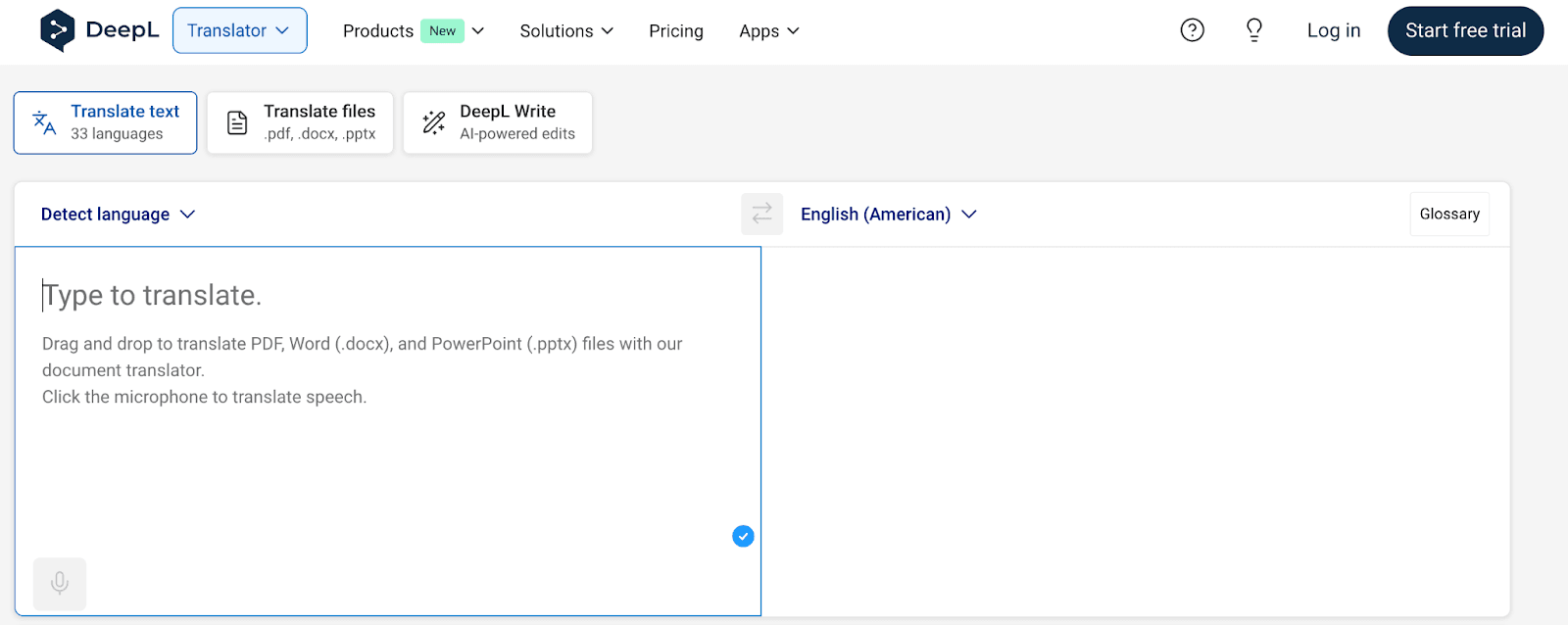 DeepL website translation service