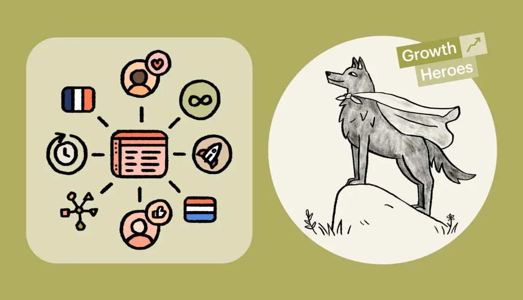 Lokalise illustration of growth heroes for SaaS companies