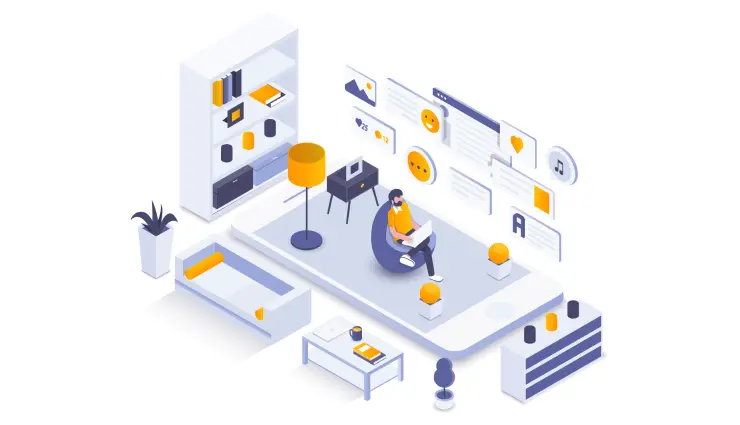 Illustration of person in office researching language service providers