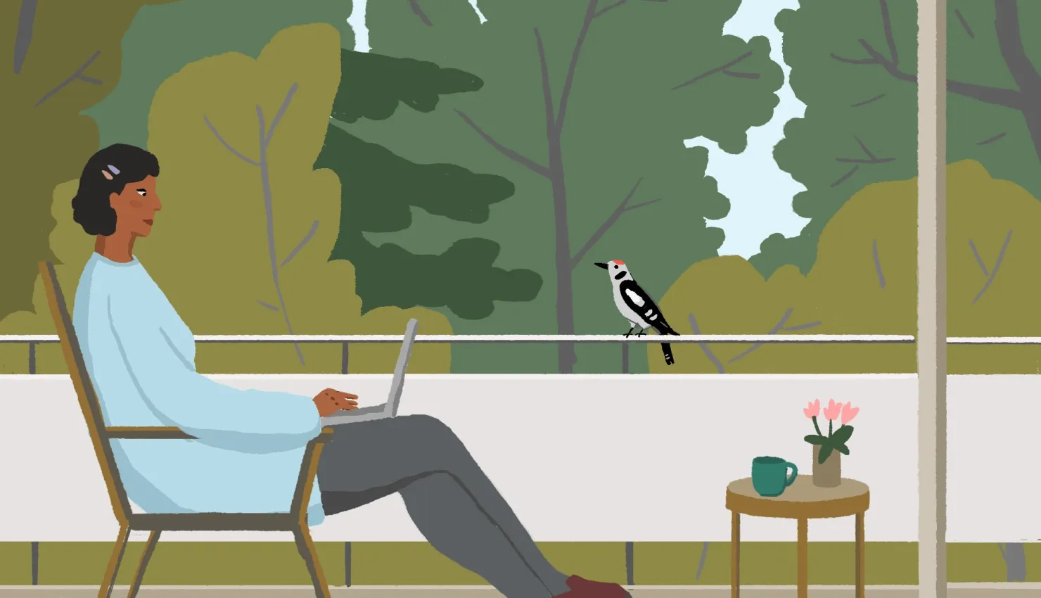 Illustration of person on laptop starting the Jumpstart Lokalise Academy course