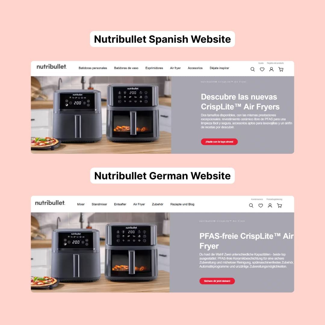 Nutribullet Spanish and German Website
