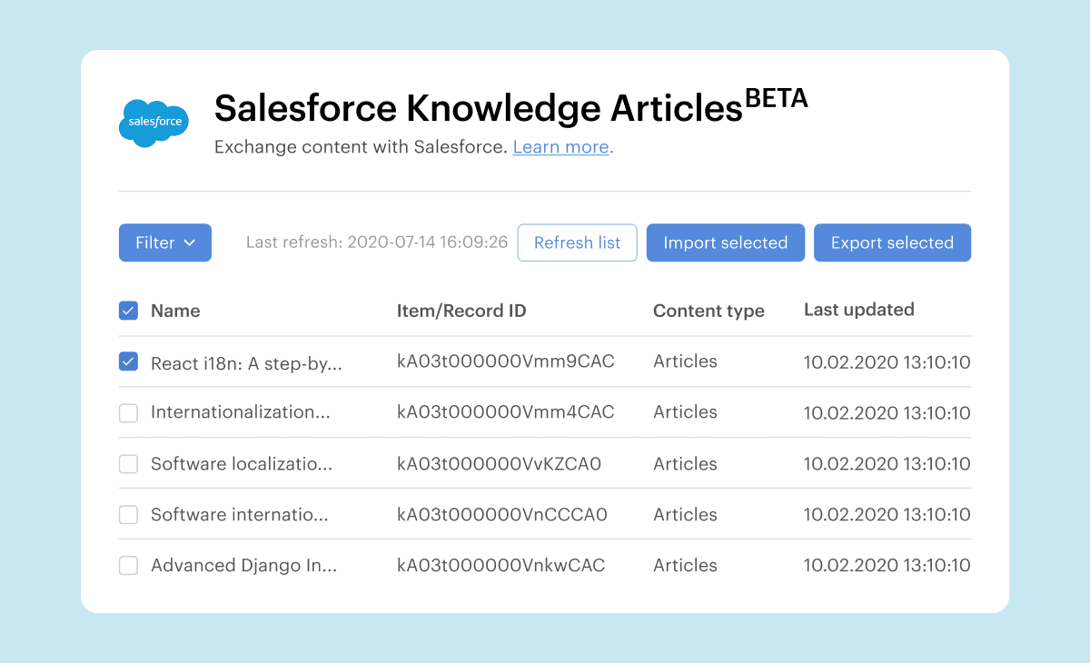 Salesforce integration