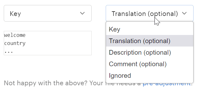 Set translation keys for your Excel files in Lokalise