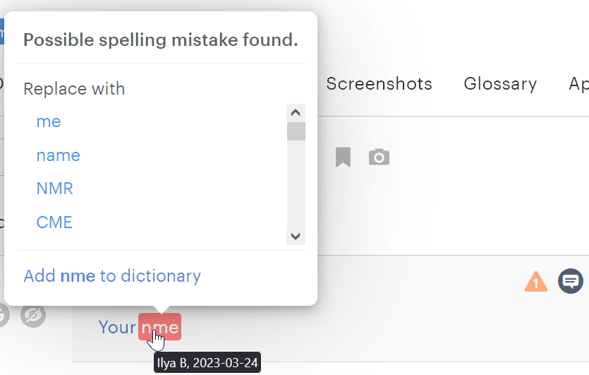 Using spelling and grammar checks in Lokalise