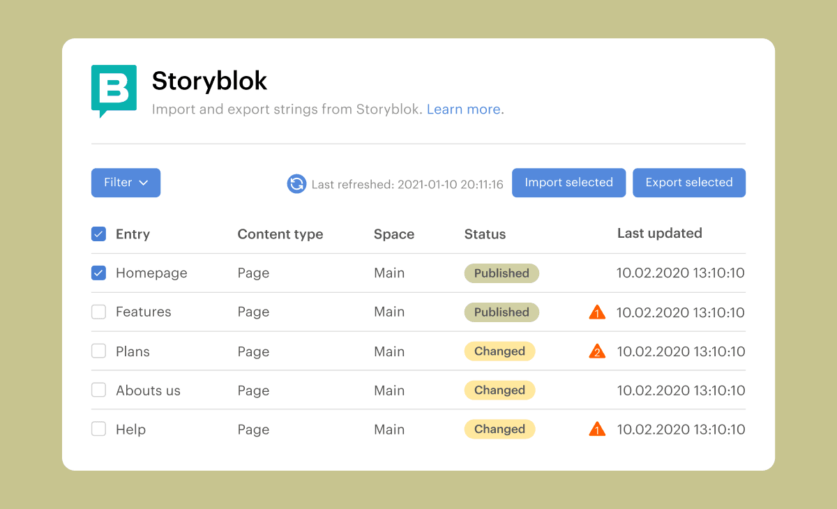 Storyblok integration