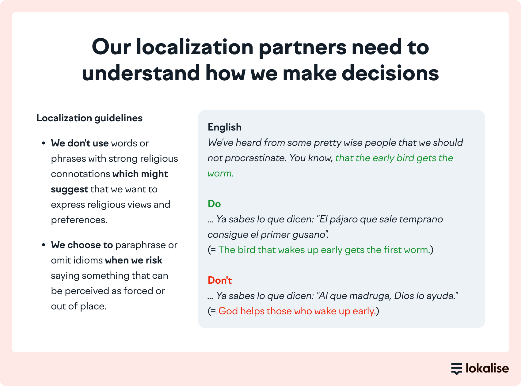 Localization partner guidelines for making translation decisions