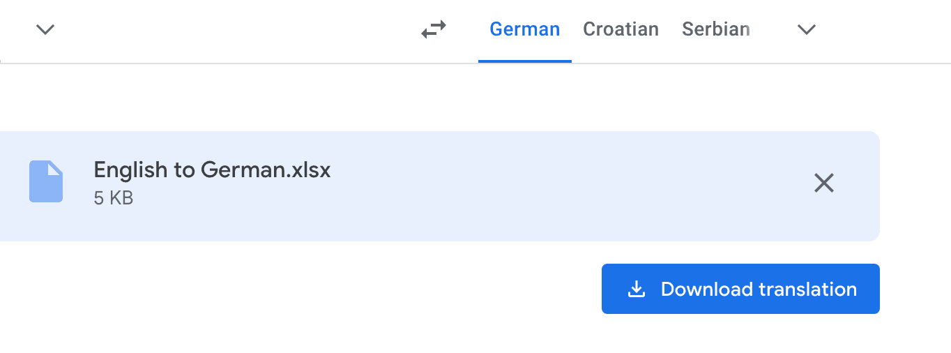 Upload .xls files in Google Translate