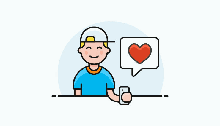 Illustration of happy mobile developer