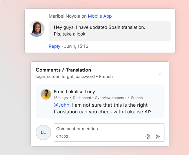 Comments and chat feature illustration