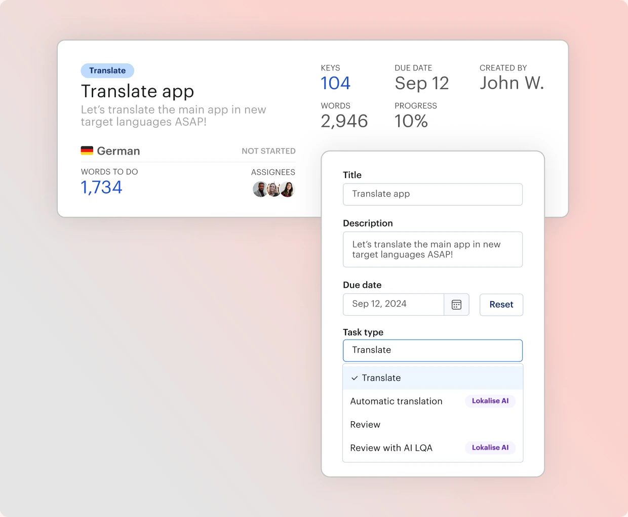 Lokalise task workflow illustration
