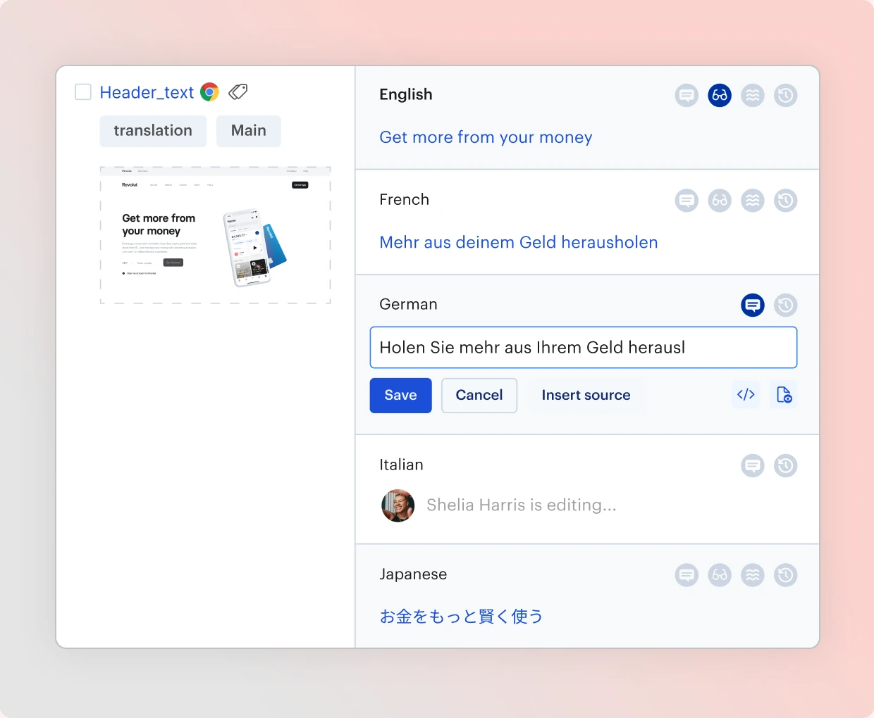 Lokalise screenshots and QA editor