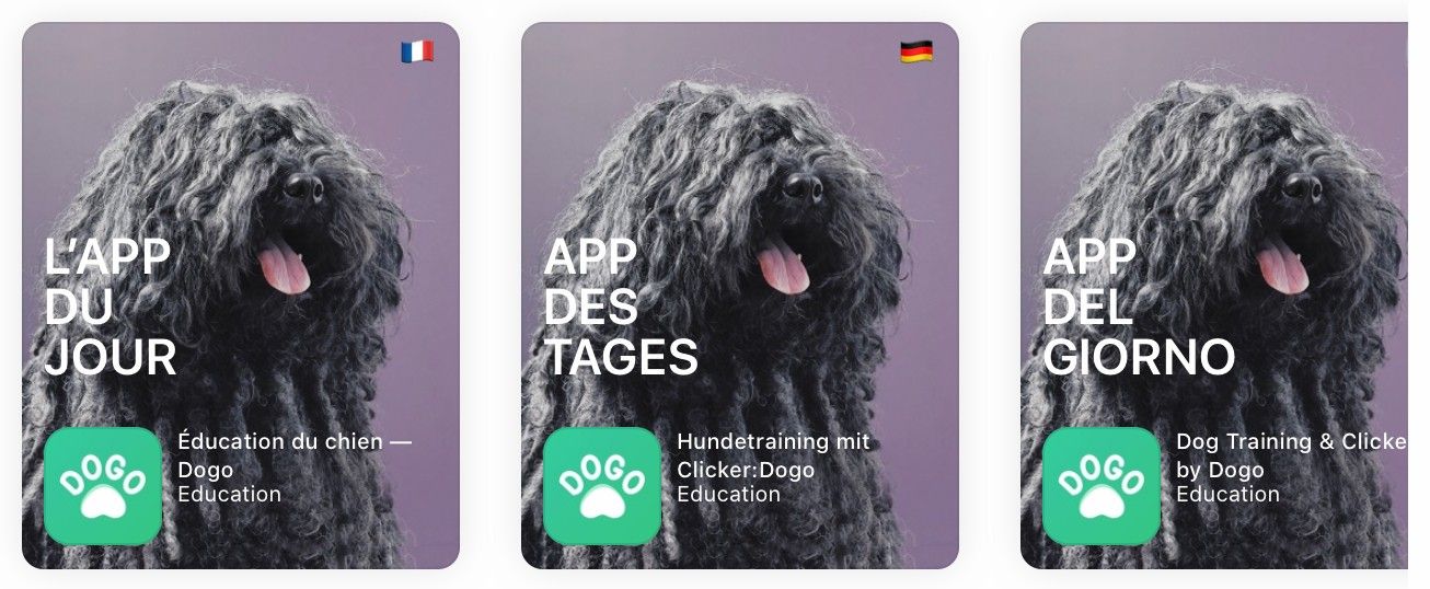 Image showing app in three different languages