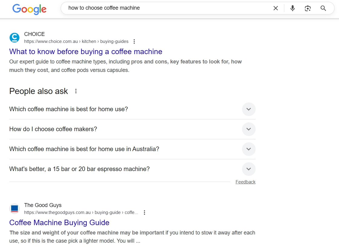 how to choose coffee machine search