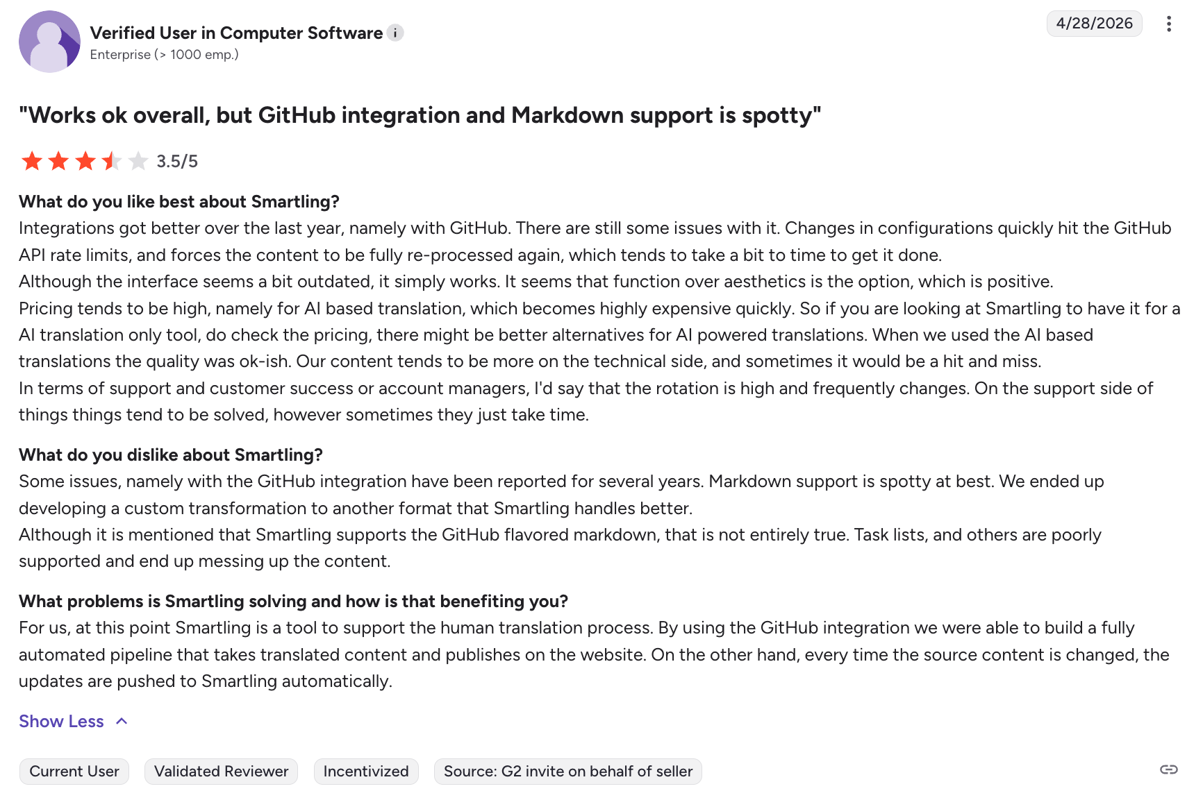 Smartling tms for developers review