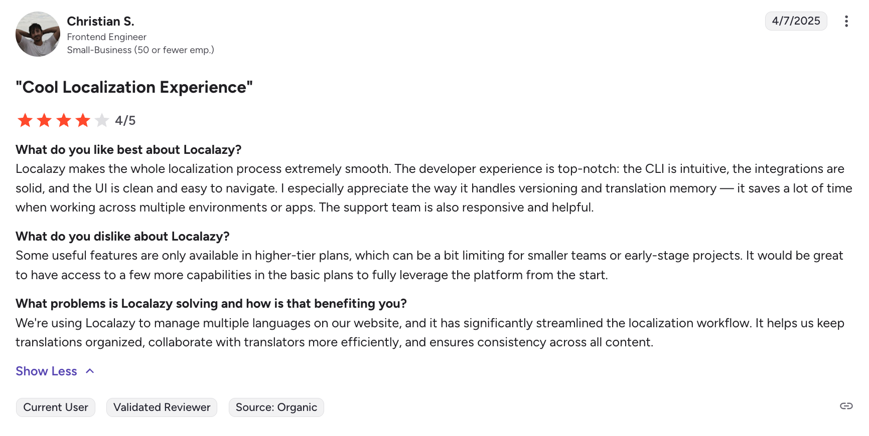 Localazy for devs review