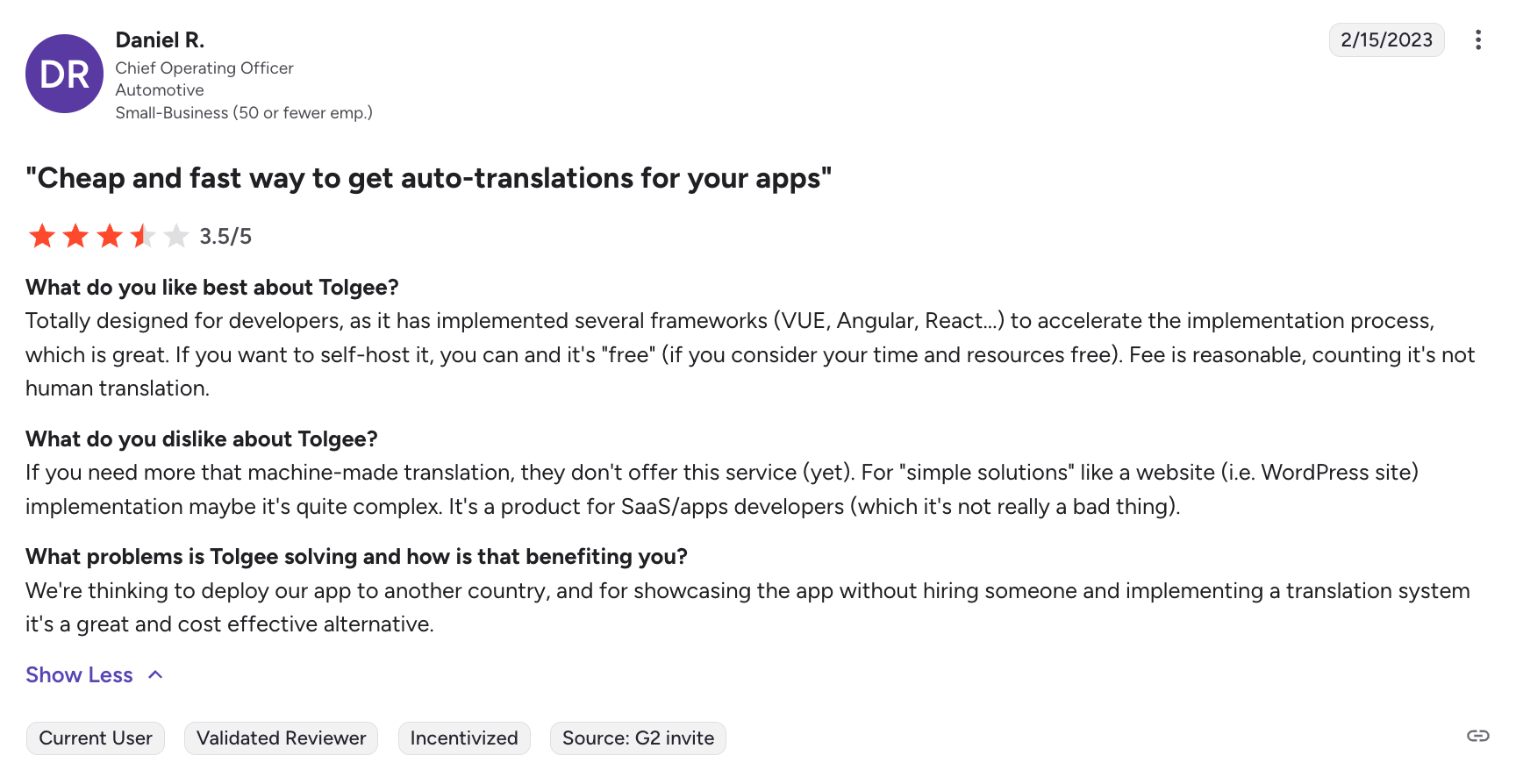 Tolgee for developers review