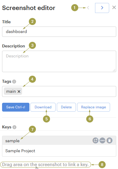 Lokalise's screenshot editor for context