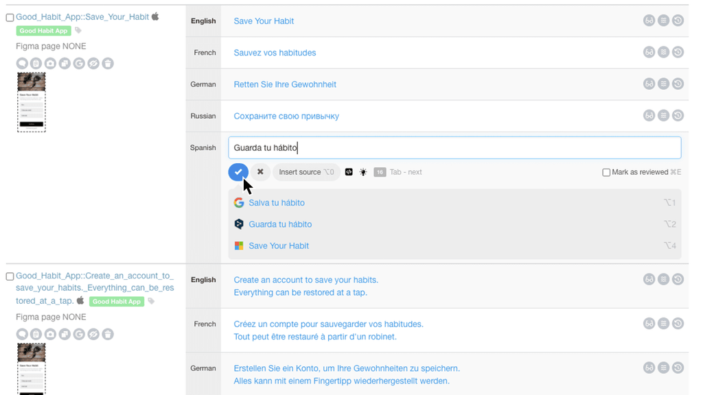 Translate strings on Lokalise