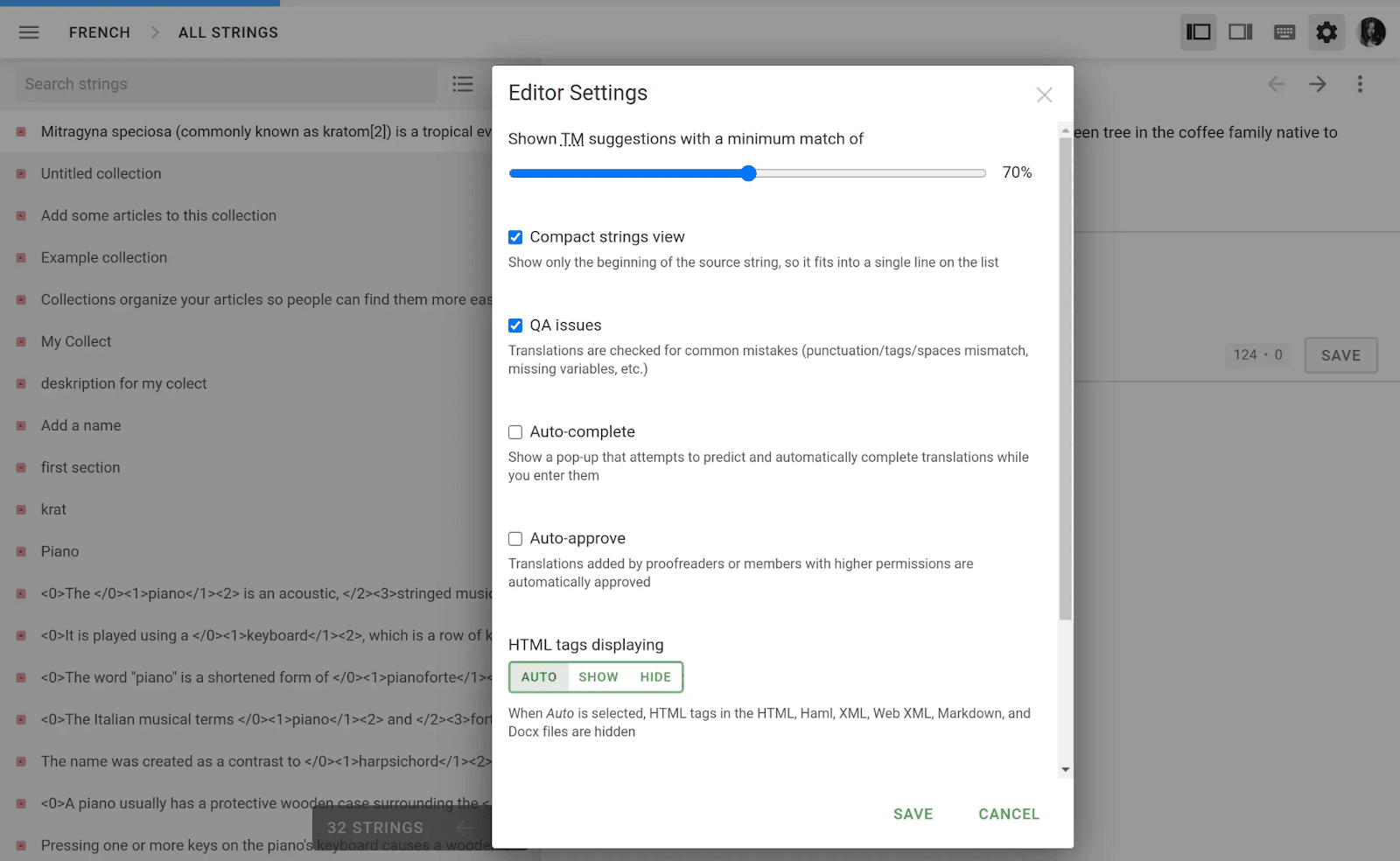 Crowdin editor