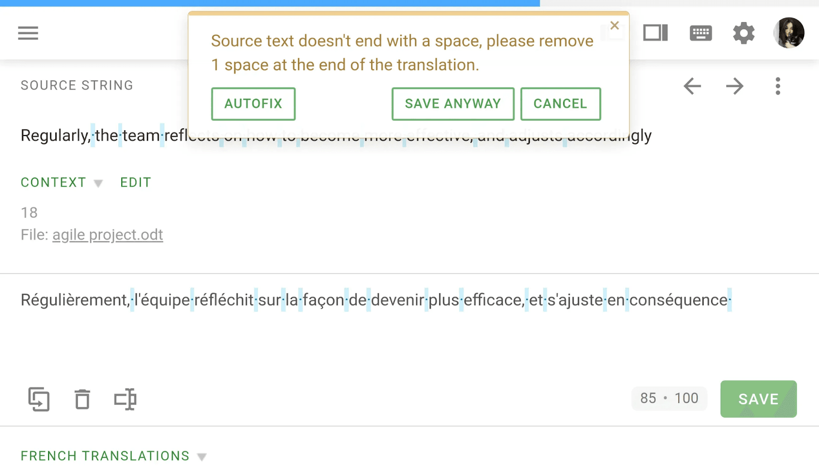 Crowdin's automated QA checks