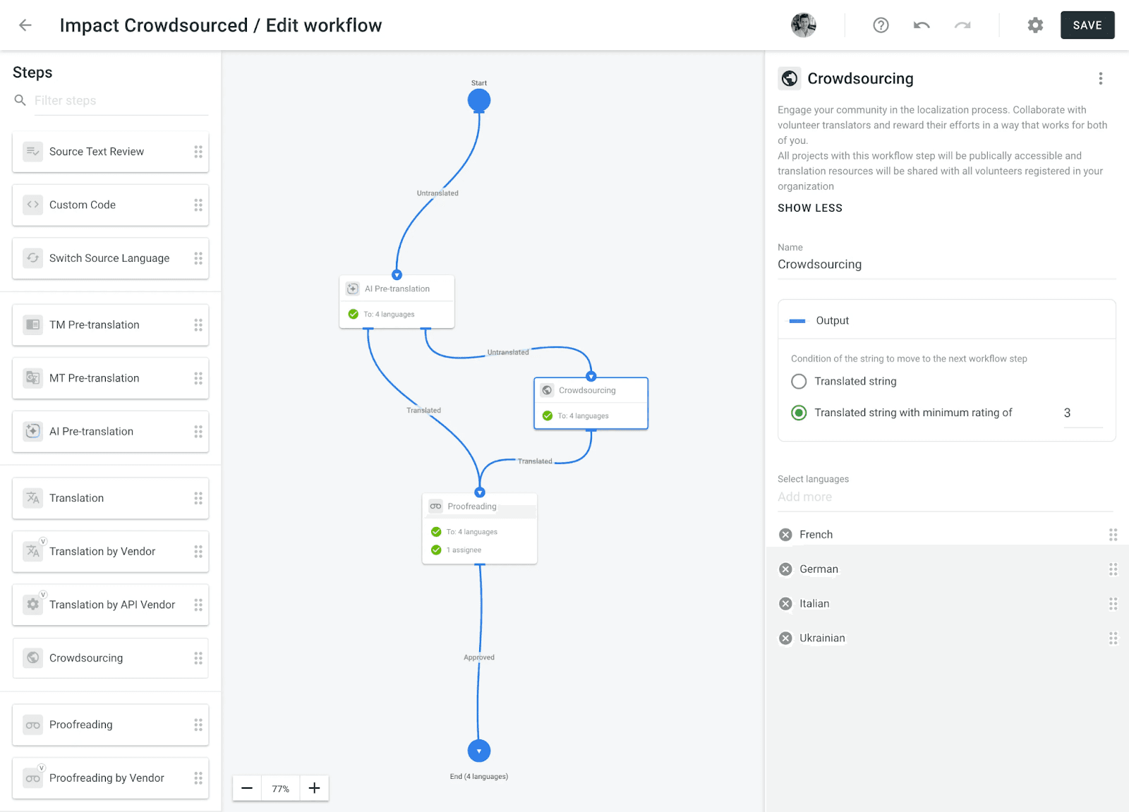 Automated workflows in Crowdin