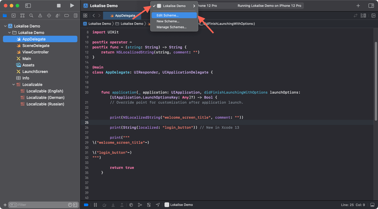 Localizing iOS apps with string examples